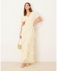 Pretty Lavish - Textured Chiffon Ruffle Maxi Dress - Lyst