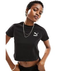 PUMA - Camiseta negra con diseño encogido iconic t7 - Lyst