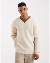 New Look - Pull doux à col v - grège chiné - Lyst