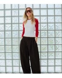 Bershka - Petite Balloon Trousers With Buttons - Lyst