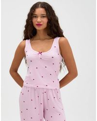 Boux Avenue - Heart Modal Long Pyjama Set With Vest And Wide Leg Trousers - Lyst