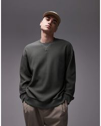 TOPMAN - Oversized Fit Ottoman Crew Sweatshirt - Lyst