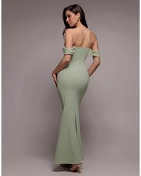 Goddiva - Bardot & Chiffon Cowl Maxi Dress - Lyst