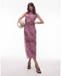 & Other Stories - Mesh Midi Dress With Drape Detail - Lyst