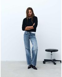 Pull&Bear - Jeans Dritti A Vita Bassa Con Borchie A Cuore Medio - Lyst