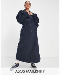 ASOS - Asos design maternity - trench-coat oversize habillé en laine mélangée brossée - Lyst