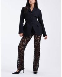 ASOS - Sheer Lace Slim Flare Trousers - Lyst