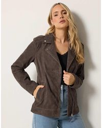 Long Tall Sally - Suede Biker Jacket - Lyst