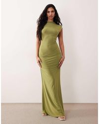 ASOS - Cap Sleeve Maxi Dress With Lace Up Detail And Ruching - Lyst