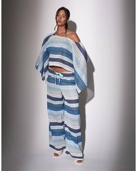South Beach - Crochet Striped Wide Leg Trousers - Lyst
