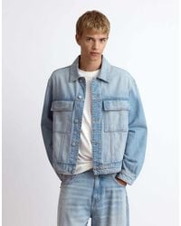 Pull&Bear - Veste en jean trucker indigo clair - Lyst