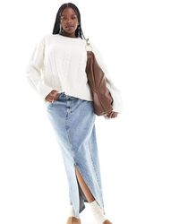 ASOS - Jersey Con Cuello Redondo De Punto De Ochos De Asos Design Curve-Blanco - Lyst