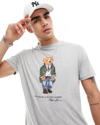 Polo Ralph Lauren - T-shirt classica oversize mélange con stampa di orsetto heritage - Lyst