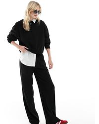 ASOS - Pantalones Negros De Pernera Recta Holgada De Mezcla De Lino De Asos Design Tall - Lyst
