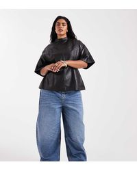 ASOS - Vaqueros De Corte Barrel Slim Con Azul Tinta De Asos Design Curve-Azul Marino - Lyst