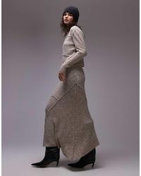 TOPSHOP - Falda Con Bajo Asimétrico De Punto De (Parte De Un Conjunto)-Beis Neutro - Lyst