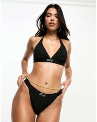 Tommy Hilfiger - Tommy Jeans Signature High Leg Cheeky Bikini Bottoms - Lyst