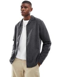 ASOS - Camicia Giacca Effetto Lana Nera Con Rever - Lyst