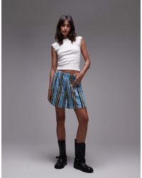 TOPSHOP - Stripe Crinkle Wide Leg Shorts - Lyst
