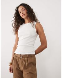 Mango - Cotton Rich Ribbed Racer Vest - Lyst