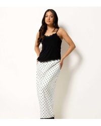 PixieGirl - Petite Polka Dot Satin Maxi Skirt - Lyst