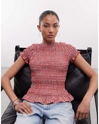 Daisy Street - Short Sleeve Shirred Top - Lyst