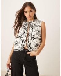 Nobody's Child - Layla Embroidered Tie Detail Gilet - Lyst