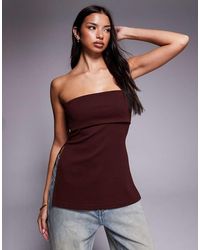 ASOS - Jersey Twill Fold Over Longline Bandeau Top - Lyst