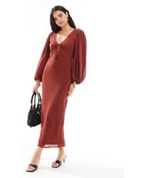 ASOS - Dobby Balloon Sleeve Midi Dress - Lyst