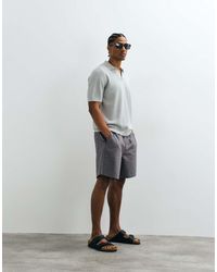 ASOS - Linen Mix Wide Mid Length Shorts - Lyst