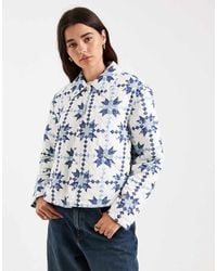 ONLY - Lightweight Quilted Jacket With Paisley Fairisle - Lyst