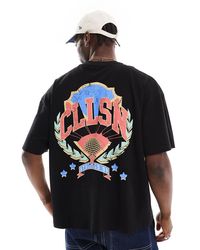 Collusion - Camiseta Negra Extragrande Con Estampado Gráfico Del Logo De - Lyst