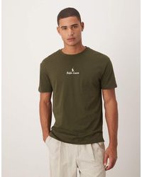 Polo Ralph Lauren - T-Shirt Classica Oversize Oliva Con Scritta E Logo Centrale A Icona - Lyst
