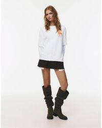 Pull&Bear - T-Shirt Color Ghiaccio Con Scritta E Stampa Di Mobile - Lyst