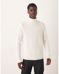 SELECTED - Pull à col roulé en maille 100 % coton - crème - Lyst