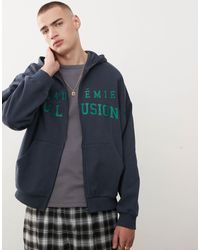 Collusion - Sweat à capuche coupe carrée avec imprimé style universitaire - marine - Lyst