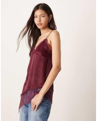 ASOS - Satin Lace Trim Asym Hem Cami Top - Lyst