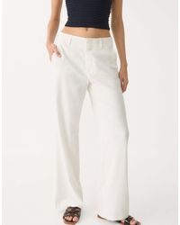 Stradivarius - – hose aus leinenmix - Lyst