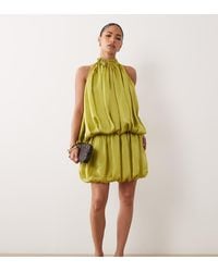 ASOS - Asos Design Petite Halter Neck Layered Bubble Satin Mini Dress - Lyst