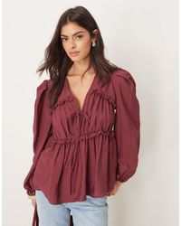 ASOS - Top Met Gestrikte Voorkant En Gerimpeld Detail - Lyst