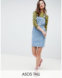 tall denim dungaree dress