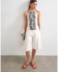 TOPSHOP - Zebra Cami Lace Up Back Top - Lyst