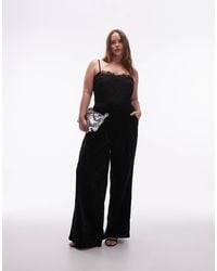 ASOS - Asos Design Curve Textured Velvet Tailored Wide Leg Pants - Lyst