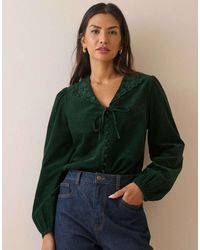 Nobody's Child - Forest Floral Embroidered Collar Cord Blouse - Lyst