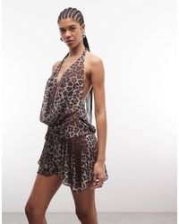 I.AM.GIA - Rosanna Georgette Chiffon Plunge Cowl Halterneck Low Back Mini Dress - Lyst