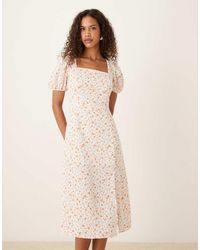 Glamorous - Square Neck Midi Dress - Lyst