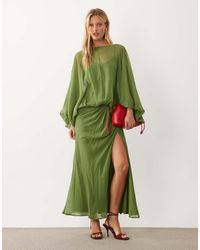 ASOS - Balloon Sleeve Blouson Waist Maxi Dress - Lyst