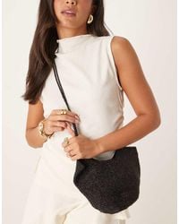 Mango - Borsa Nera A Tracolla All'Uncinetto - Lyst