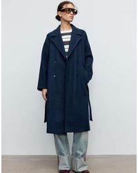 Stradivarius - Trench Morbido Al Tatto Blu Scuro - Lyst