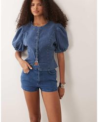 Miss Selfridge - Denim Mini Short Co-ord - Lyst